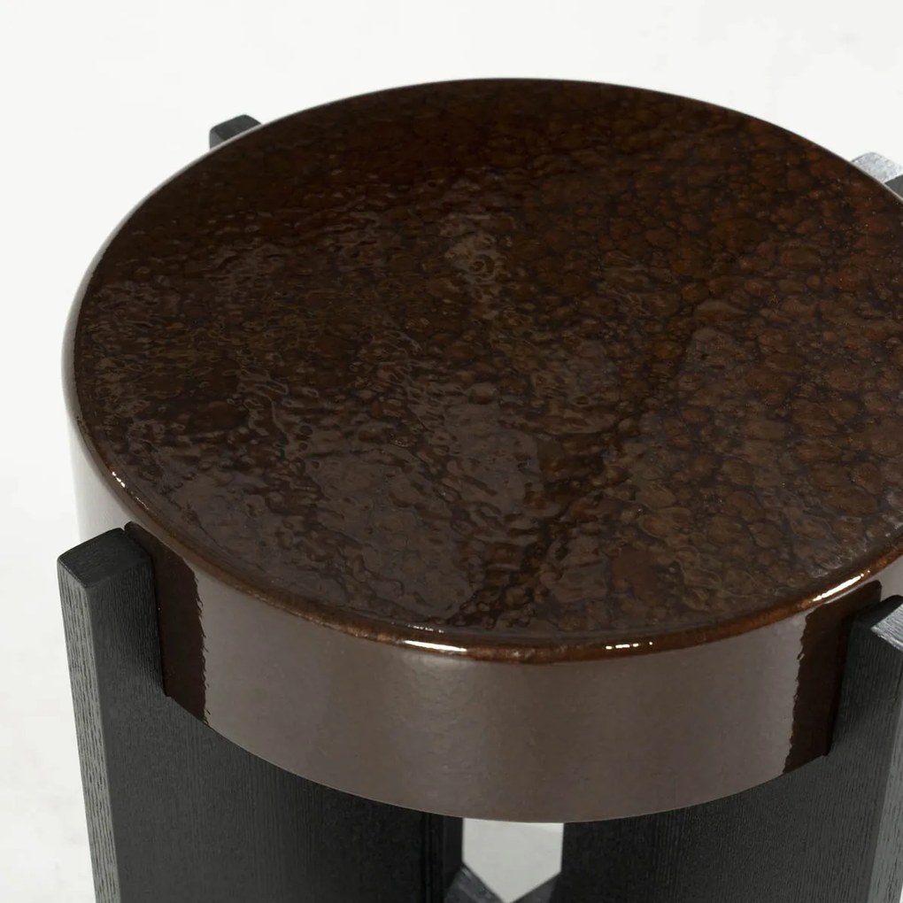 Eleonora Juliet Luxe Bijzettafel Rond Bruin - 40 X 40cm.