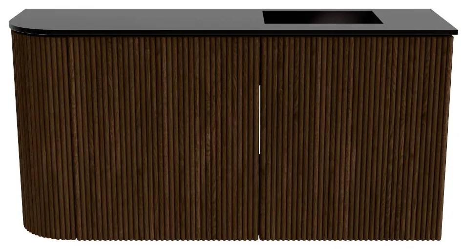 Mondiaz Joya 80cm toiletmeubel ronding links walnut met wastafel faye rechts 1 kraangat urban