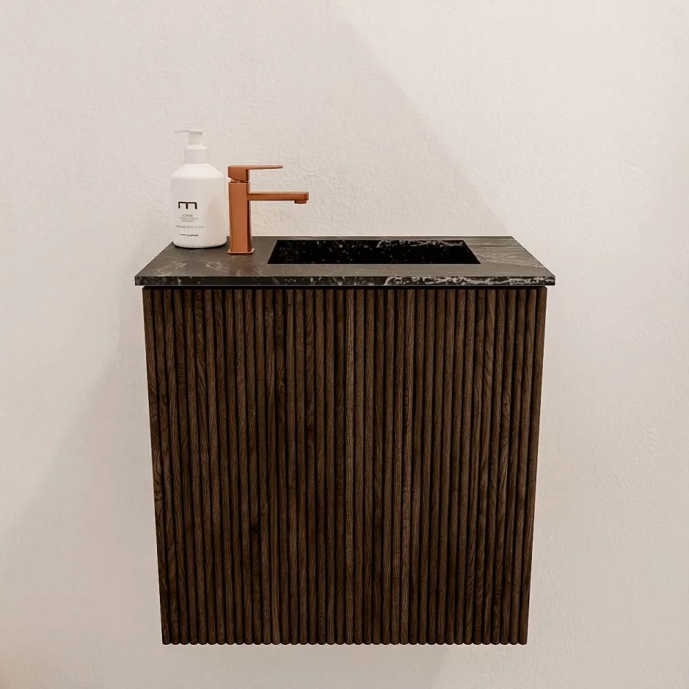 Mondiaz Joya DLux 40cm toiletmeubel walnut met wastafel faye rechts 1 kraangat lava