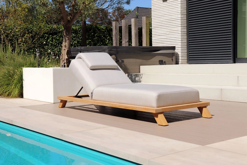 Flow Lumosa daybed Graumel chalk met teakhouten frame SALE