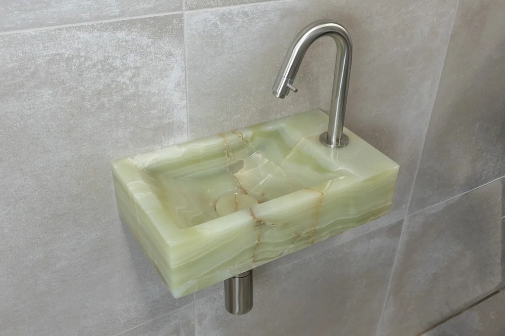 Saniclear Green Onyx fontein met kraangat rechts 39x22x10cm