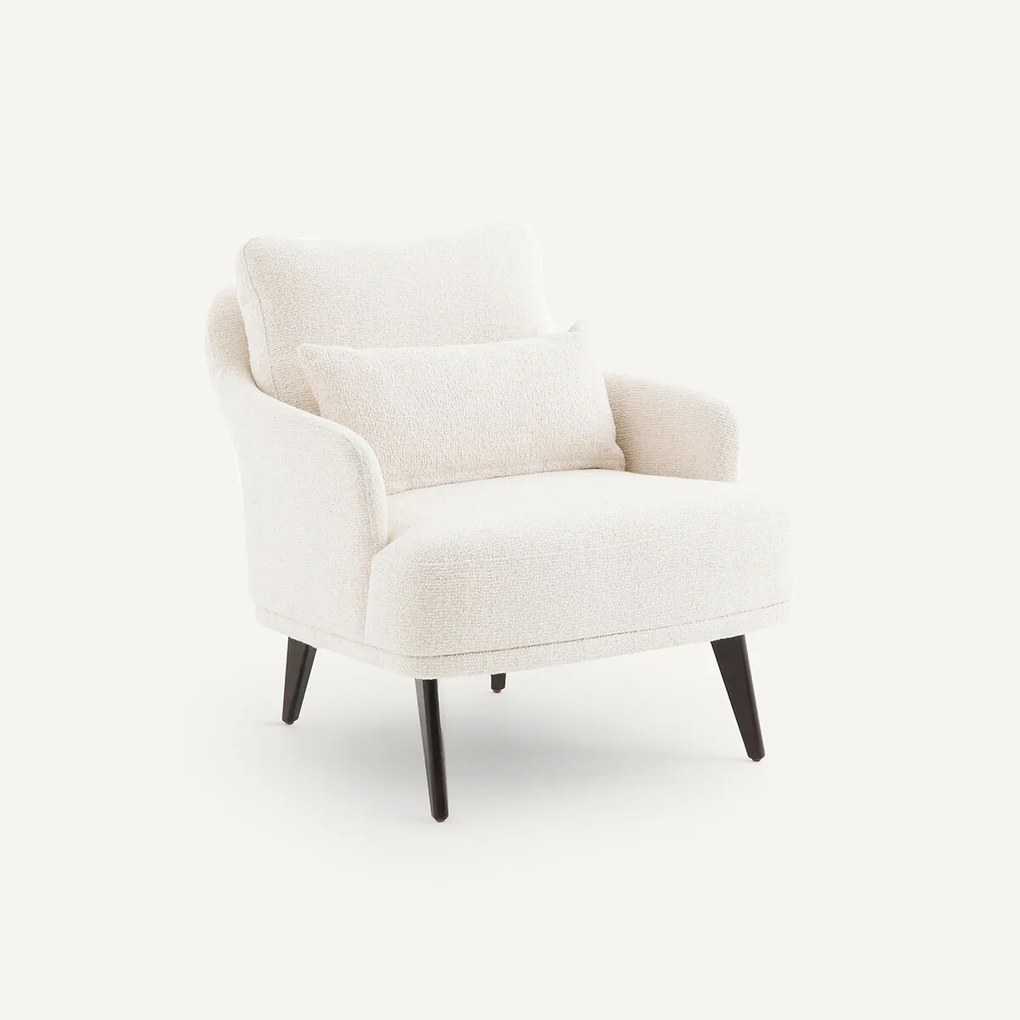 Fauteuil in getint notenhout en getextureerde stof, Classico