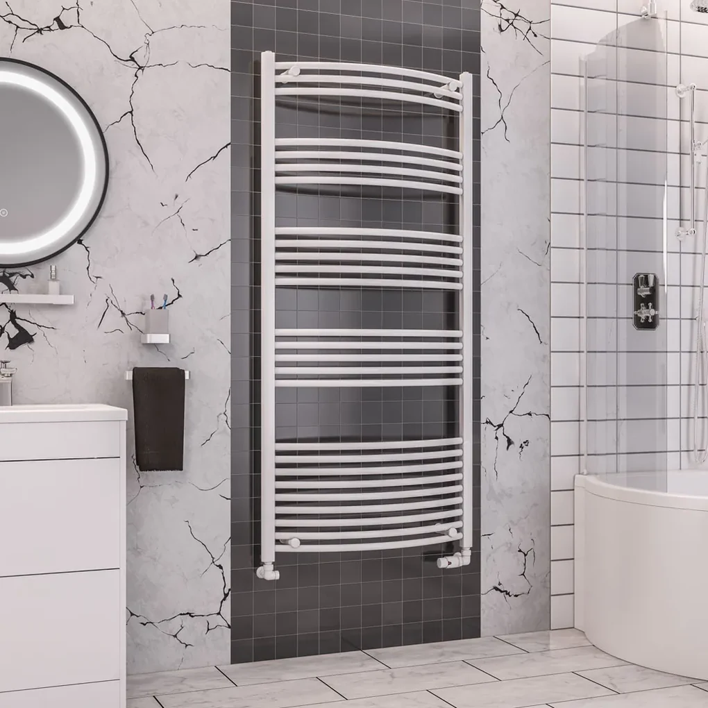 Eastbrook Wendover gebogen handdoekradiator 75x160cm 829W wit glans