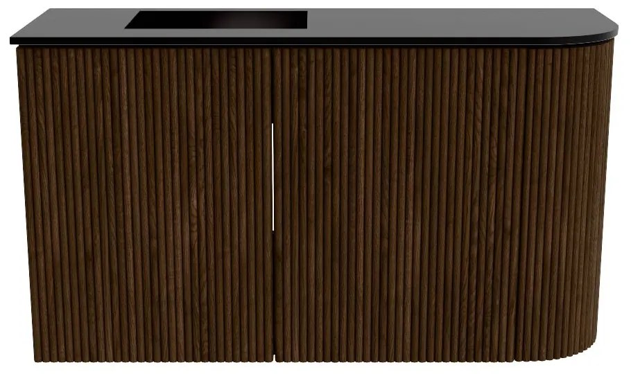 Mondiaz Joya 70cm toiletmeubel ronding rechts walnut met wastafel faye links zonder kraangat urban