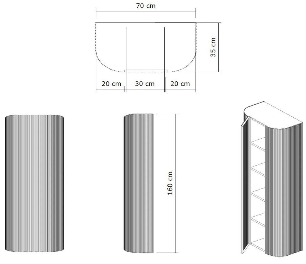 Gliss Design Alluro kolomkast 160cm mist