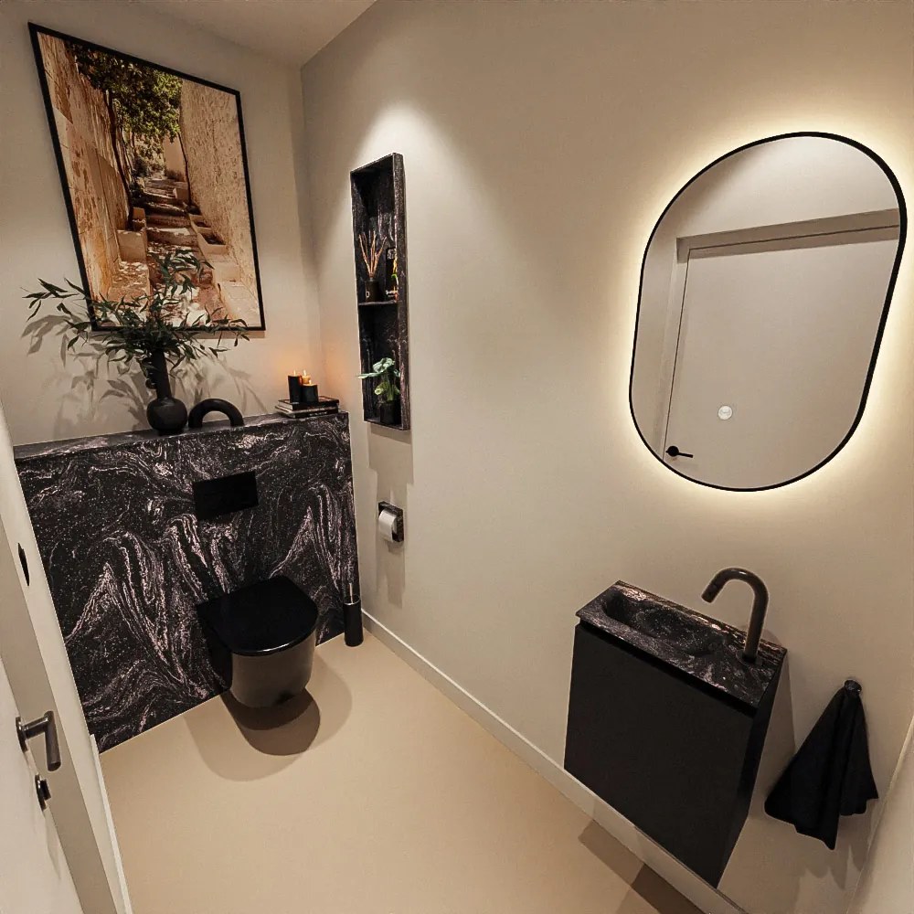 Mondiaz Ture DLux toiletmeubel 40cm urban met wastafel lava links met kraangat