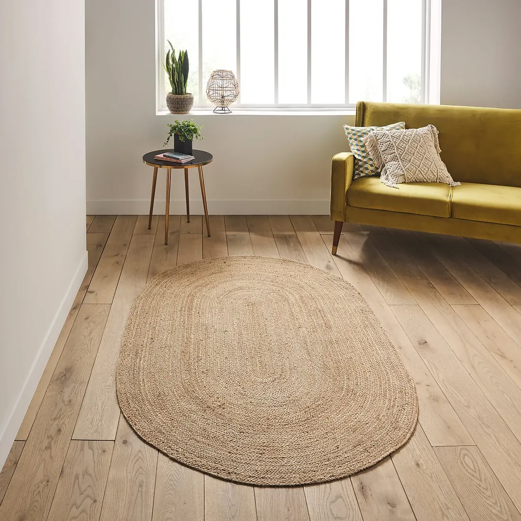 Ovalen vloerkleed in jute, Aftas
