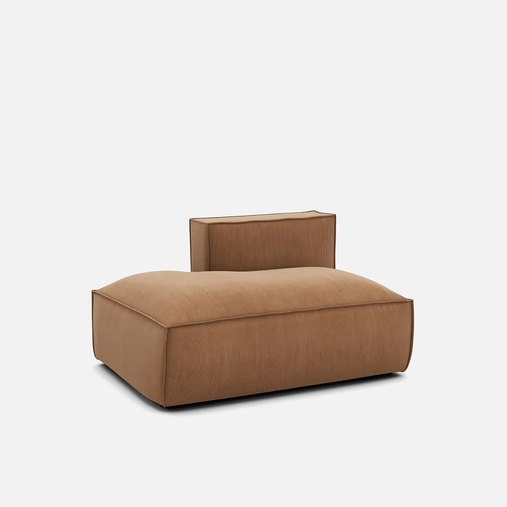 Links chaise longue-element voor modulaire bank, in ribfluweel, Seven
