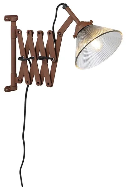 Vintage uittrekbare wandlamp roest met glas - Scissors Glass Industriele / Industrie / Industrial, Landelijk / Rustiek E27 Binnenverlichting Lamp