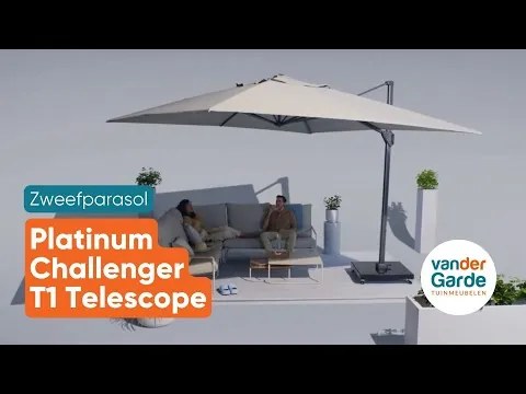 Platinum Challenger Telescope Zweefparasol premium - 3,5x3,5 cm. - Manhattan grey