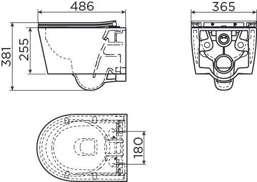 Clou InBe randloos toilet keramiek met softclose zitting zwart mat