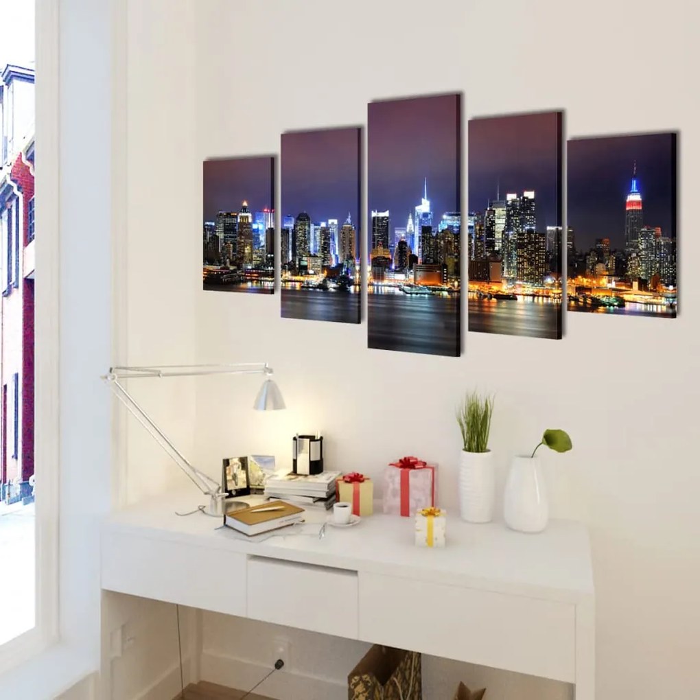 vidaXL Canvasdoeken kleurrijke New York skyline 100 x 50 cm
