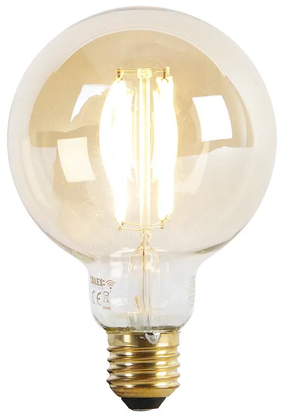 Eettafel / Eetkamer Smart hanglamp met dimmer zwart met smoke glas incl. 8 Wifi G95 - Sandra Art Deco E27 Binnenverlichting Lamp