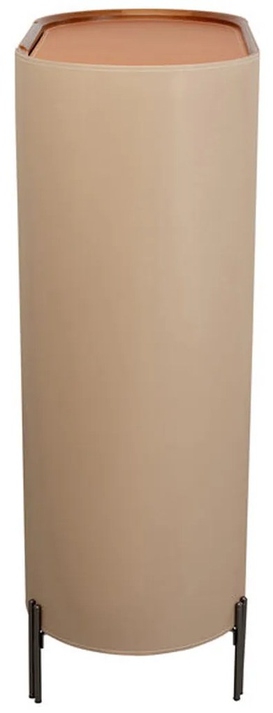 Ovale Design Kast Beige Leer - 80x40x115cm.