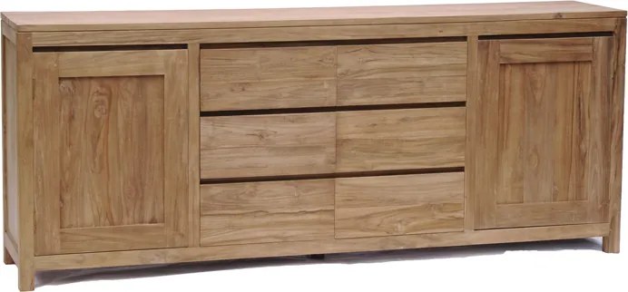 Dressoir Teak Onbehandeld 220 Cm - 220x45x90cm.