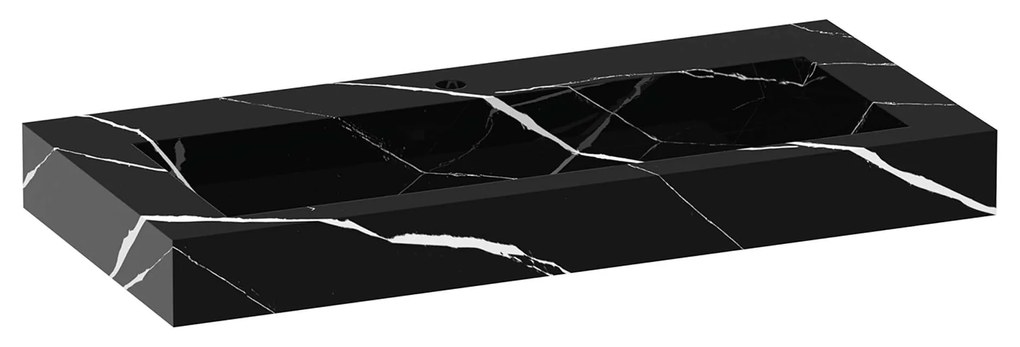 Sanituba Nature badmeubel 100cm sahara  met wastafel Artificial Marble Nero Marquina 1 kraangat