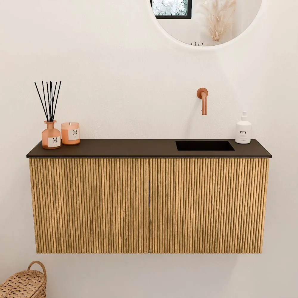 Mondiaz Joya 90cm toiletmeubel oak met wastafel faye rechts zonder kraangat urban