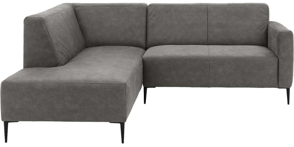 Goossens  Key West grijs, micro leer, 2-zits, modern design met ligelement links