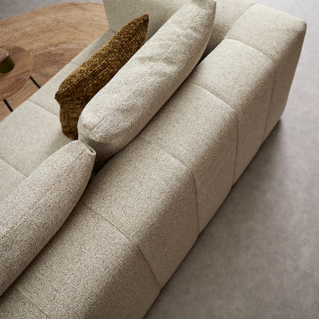 Beige Bank Met Decoratieve Strepen Hoek Rechts
