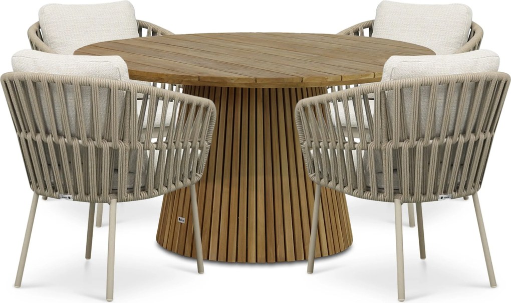 Tuinset 4 personen 140 cm Rope Zand/Beige Coco Elara/Fungo