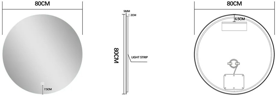 Saniclear Circle ronde spiegel met LED verlichting 80cm incl. spiegelverwarming