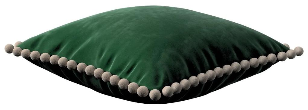 Dekoria Kussenhoes Wera met pompons, groen 45 x 45 cm