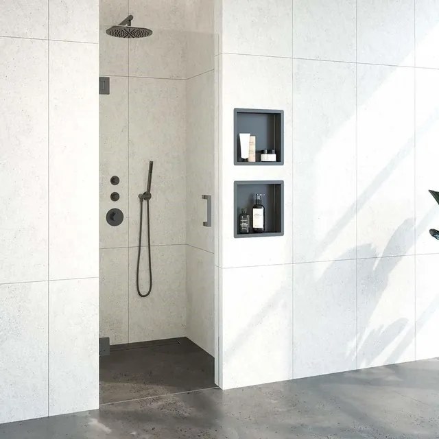 BRAUER Void nisdeur helder glas 70x200 omkeerbaar incl. glascoating PVD gunmetal geborsteld GS-VON1H70200GM