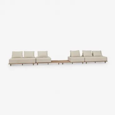 Portet Modulaire 4-delige Woonkamer Set Met Bijzettafel In Acacia Gardenia Wit - Sklum