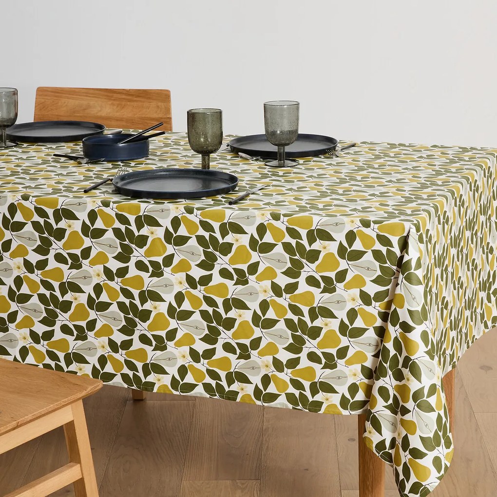 Bedrukt tafelkleed van soepel gecoat katoen, VINTAGE PEAR
