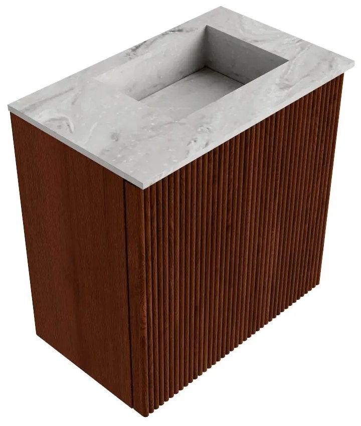 Mondiaz Joya DLux 40cm toiletmeubel ruby met wastafel faye rechts zonder kraangat glace