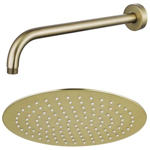 Fortifura Calvi Hoofddouche - 25cm - rond - wandarm 35cm - Geborsteld Messing PVD (Goud) SW720555/SW720562