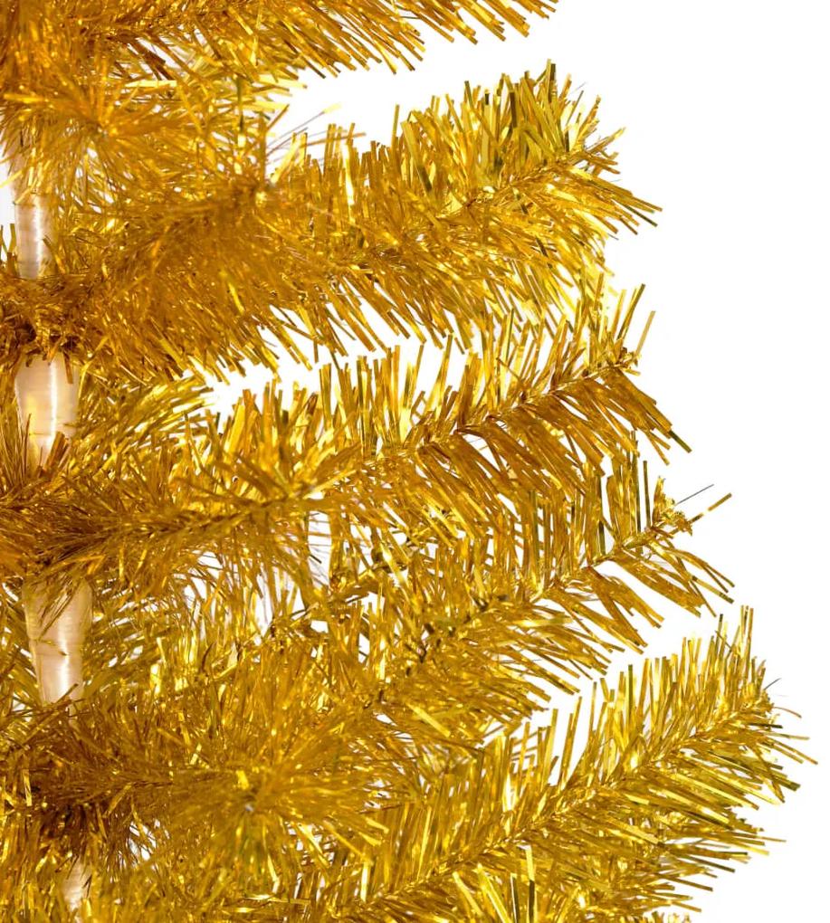 vidaXL Kunstkerstboom met LED's en kerstballen 180 cm PET goudkleurig