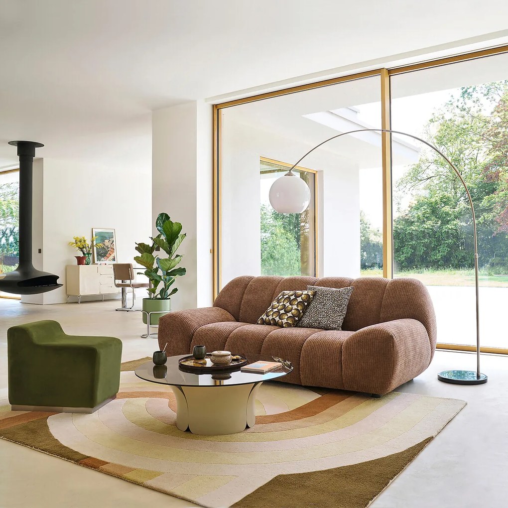 Booglamp in staal, marmer en acryl, Bowata