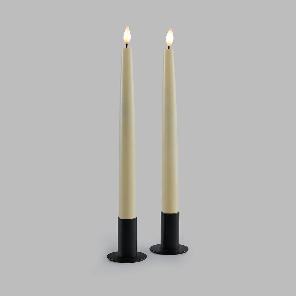 Set van 2 ledkaarsen, van was, hoogte 24,5 cm
