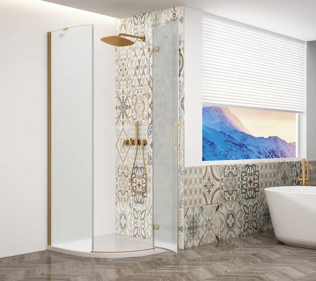 Gelco Trinity kwartronde douchecabine 90x90cm rechts mat glas goud