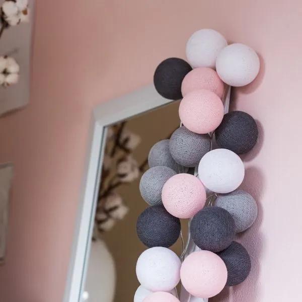 Pink Grey - 35 cottonballs
