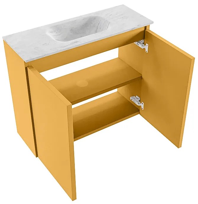 Mondiaz Ture DLux toiletmeubel 60cm ocher met wastafel opalo midden met kraangat