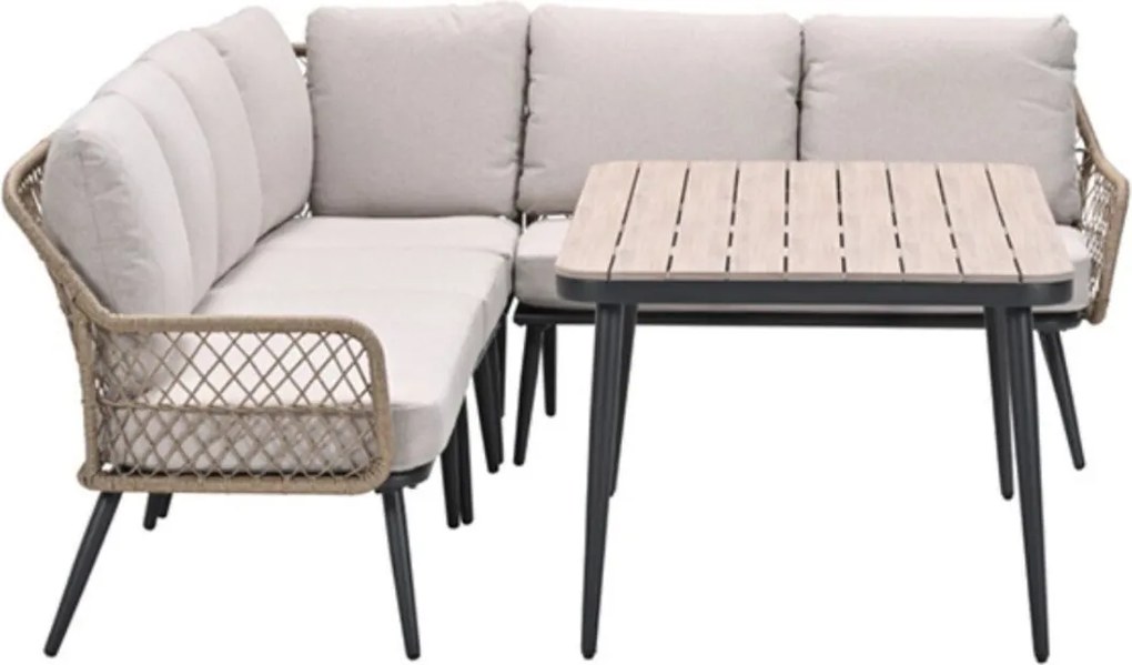 Garden Impressions Kalibo hoek lounge dining set R 4-delig - donker grijs