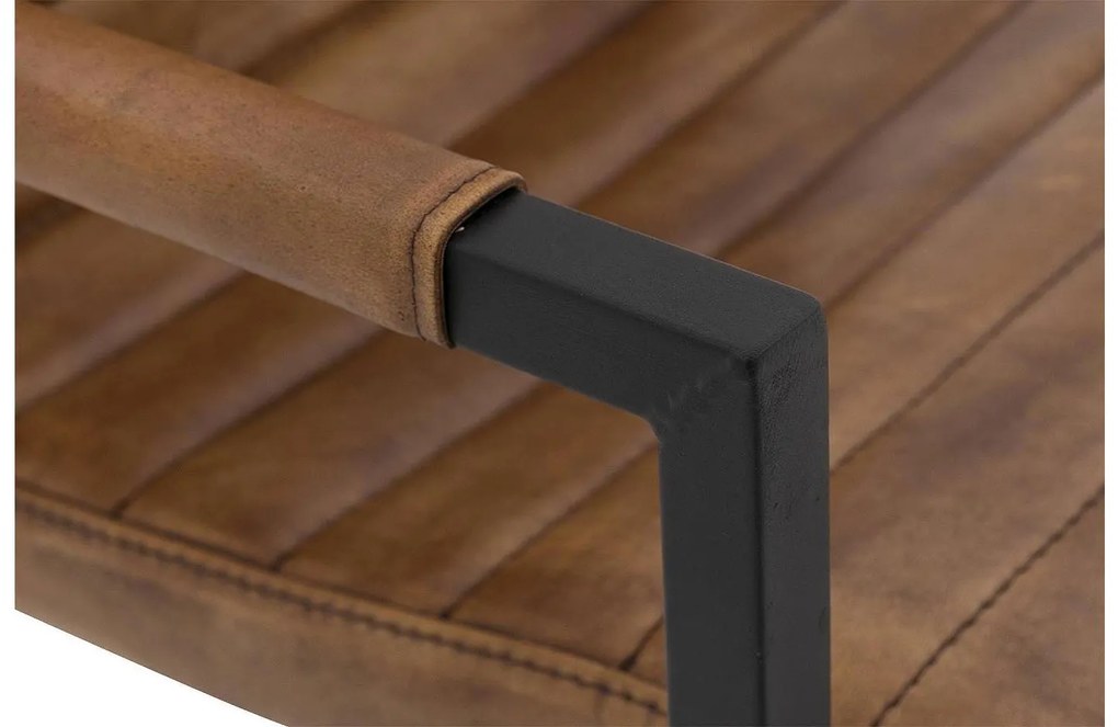 Goossens Eetkamerstoel Mida cognac leer met arm, urban industrieel