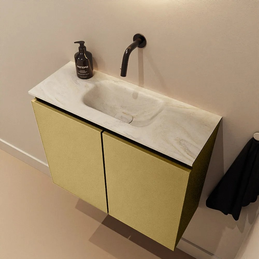 Mondiaz Ture DLux toiletmeubel 60cm oro met wastafel ostra midden zonder kraangat