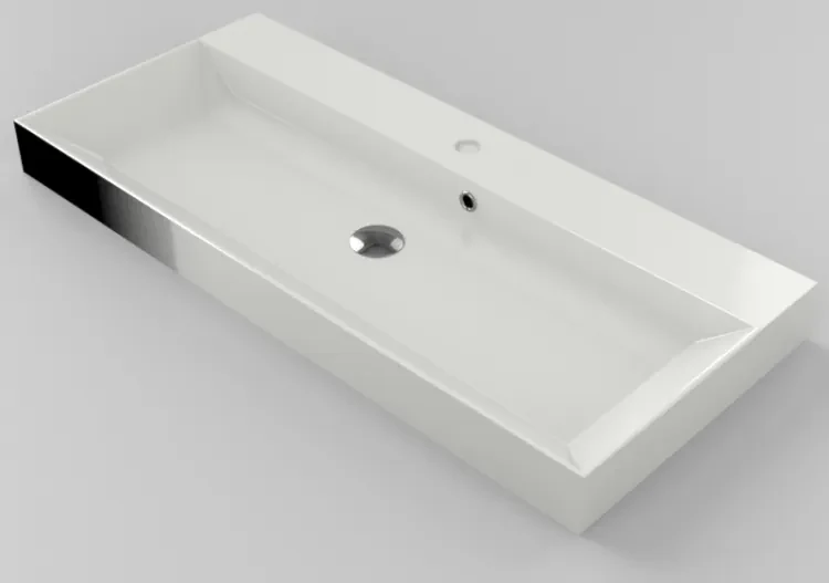 SaniGoods Kolo wastafel 120cm 2 kraangaten glans wit