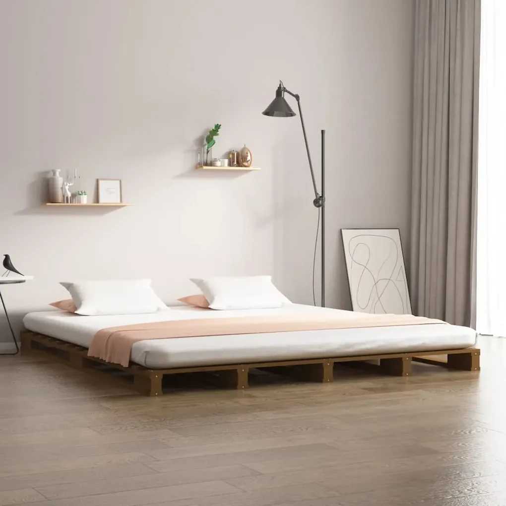 vidaXL Bedframe massief grenenhout honingbruin 200x200 cm