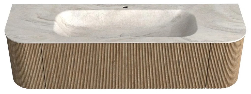 Mondiaz Kurve-dlux 160cm badmeubel ronding links/rechts dusk met 1 lade en 2 deuren en wastafel big medium midden 1 kraangat ostra