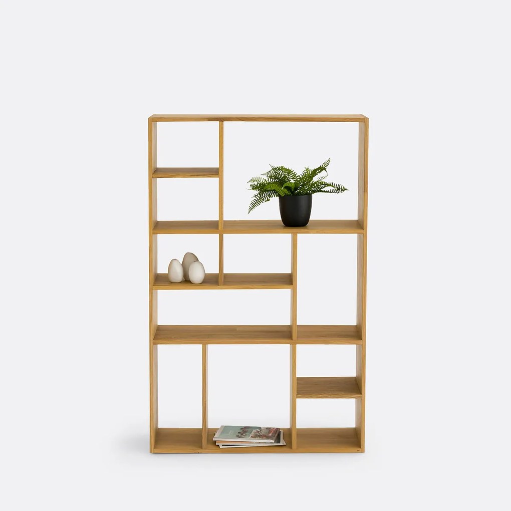 Asymmetrische boekenkast, gebeitst eiken, RYMO