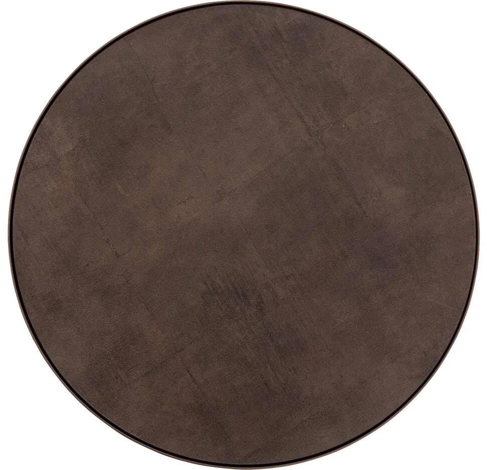 Goossens Salontafel Livia rond, kunstleer bruin, modern design, 41 x 42 x 41 cm