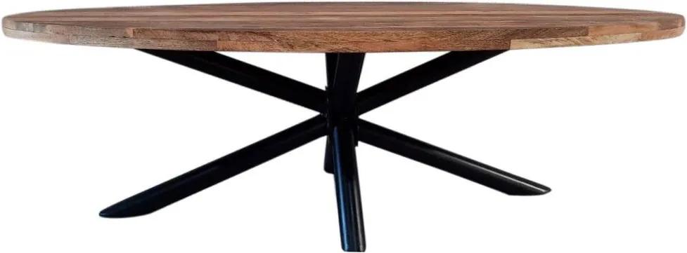 Dimehouse | Eettafel Oregon small: lengte 200 cm x breedte 110 cm x hoogte 77 bruin, zwart eettafels mangohout, metaal meubels tafels