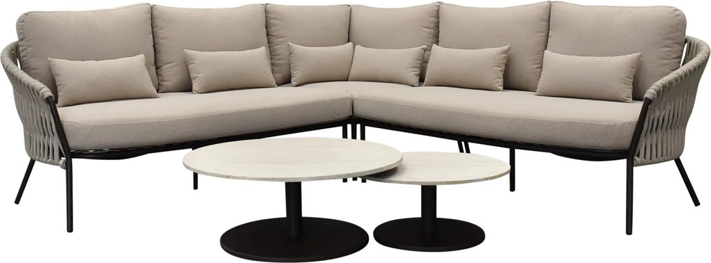 Sarenza hoek loungeset 5 delig zand rope terre frame