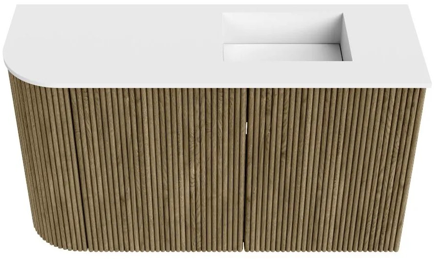 Mondiaz Joya 70cm toiletmeubel ronding links dusk met wastafel faye rechts 1 kraangat talc