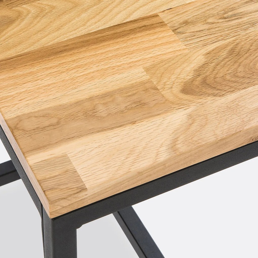 Set van 2 krukken, massief eiken en staal, Hiba