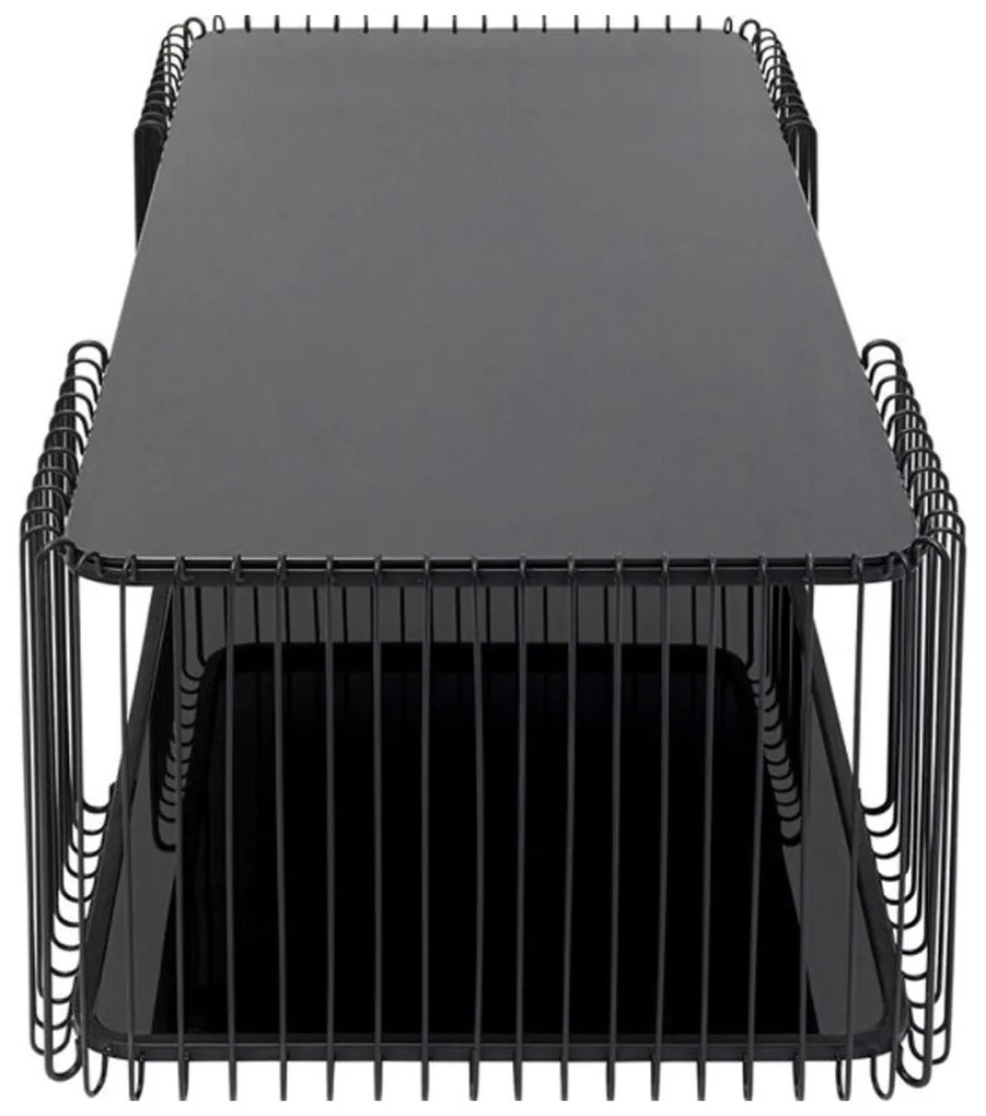 Kare Design Wire Double Rechthoekige Salontafel Met Glasplaat Zwart - 119.5 X 60cm.